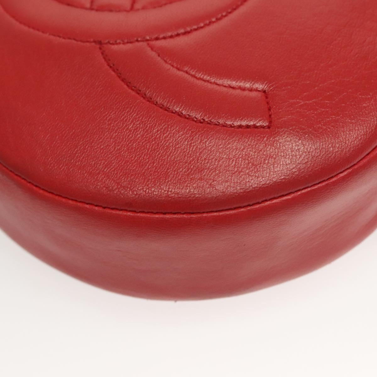 Chanel Vintage Round Tassel Crossbody Bag Quilted Lambskin, RED, LEATHER, Shoulder bag