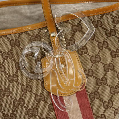 Gucci Sherry Line Tote Canvas, BEIGE, CANVAS, Tote bag