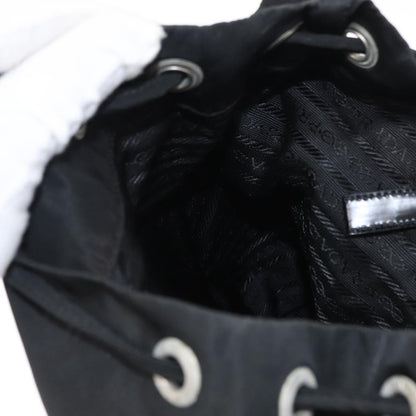 Prada Vela Double Front Pocket Backpack Tessuto with Saffiano Leather, BLACK, NYLON, Backpack