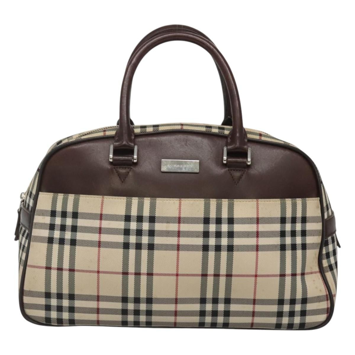 Burberry Nova Check Bowling Bag Canvas, BEIGE, NYLON, Handbag