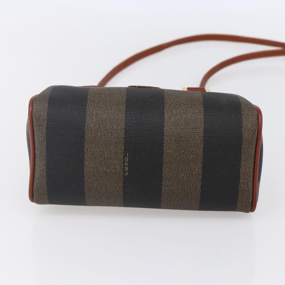 Fendi Vintage Pequin Convertible Boston Bag Coated Canvas, BROWN, CANVAS, Handbag