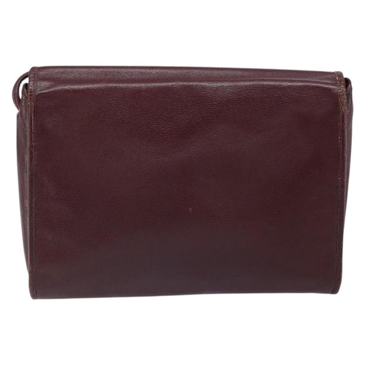 Christian Dior Flap Shoulder Bag Leather, BURGUNDY, LEATHER, Shoulder bag