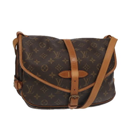 Louis Vuitton Saumur Handbag Monogram Canvas, BROWN, CANVAS, Handbag
