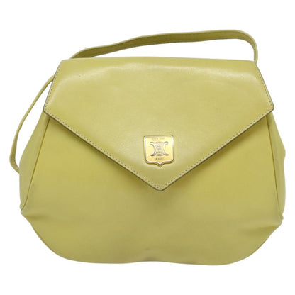 Celine Flap Shoulder Bag Leather, YELLOW, LEATHER, Shoulder bag