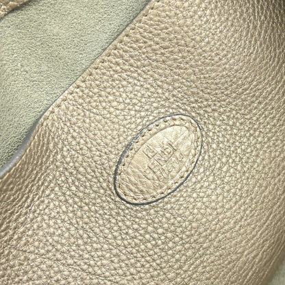 Fendi Selleria Logo Hobo Leather, GRAY, LEATHER, Handbag