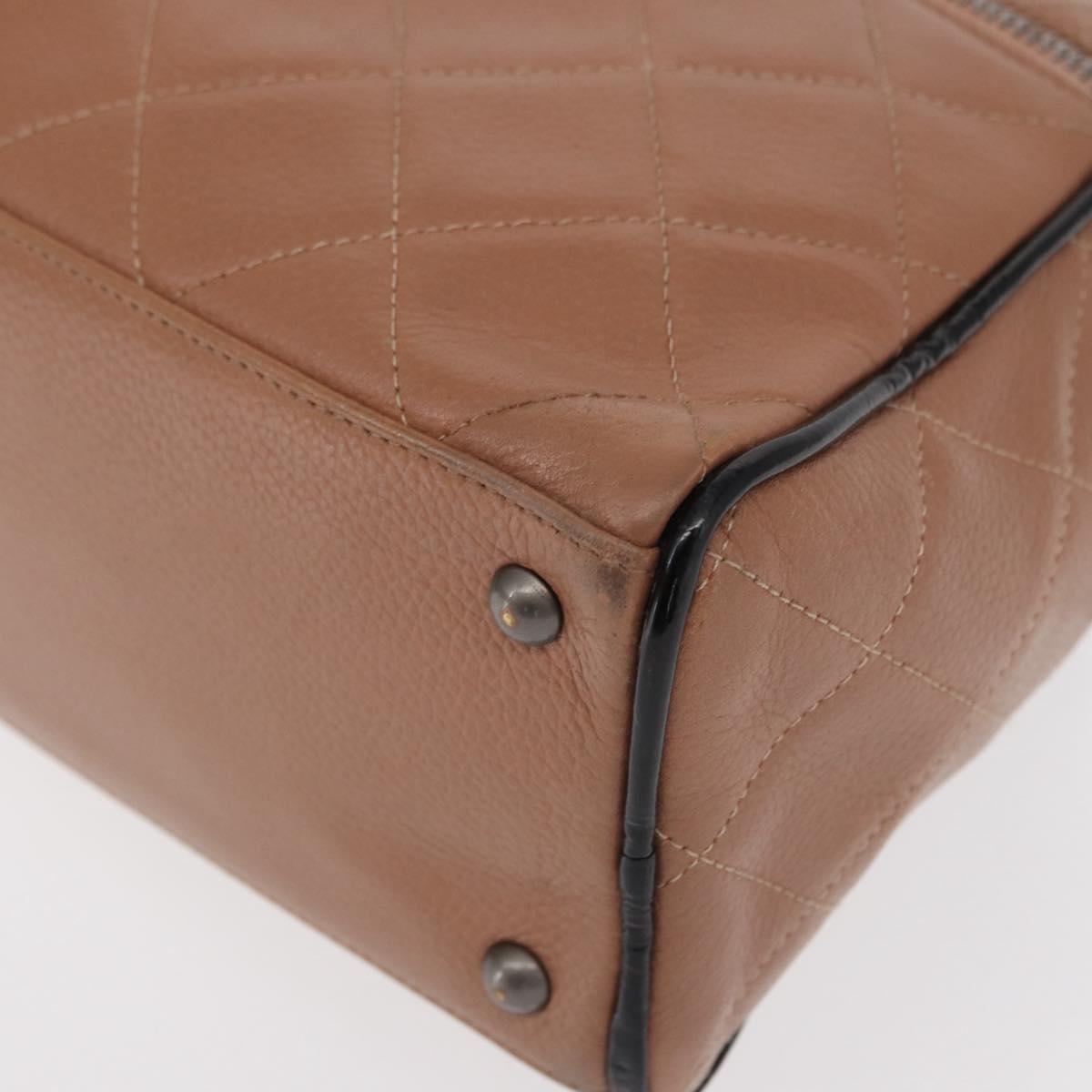 Chanel Embossed Logo Bowler Bag Quilted Caviar, BEIGE, LEATHER, Handbag