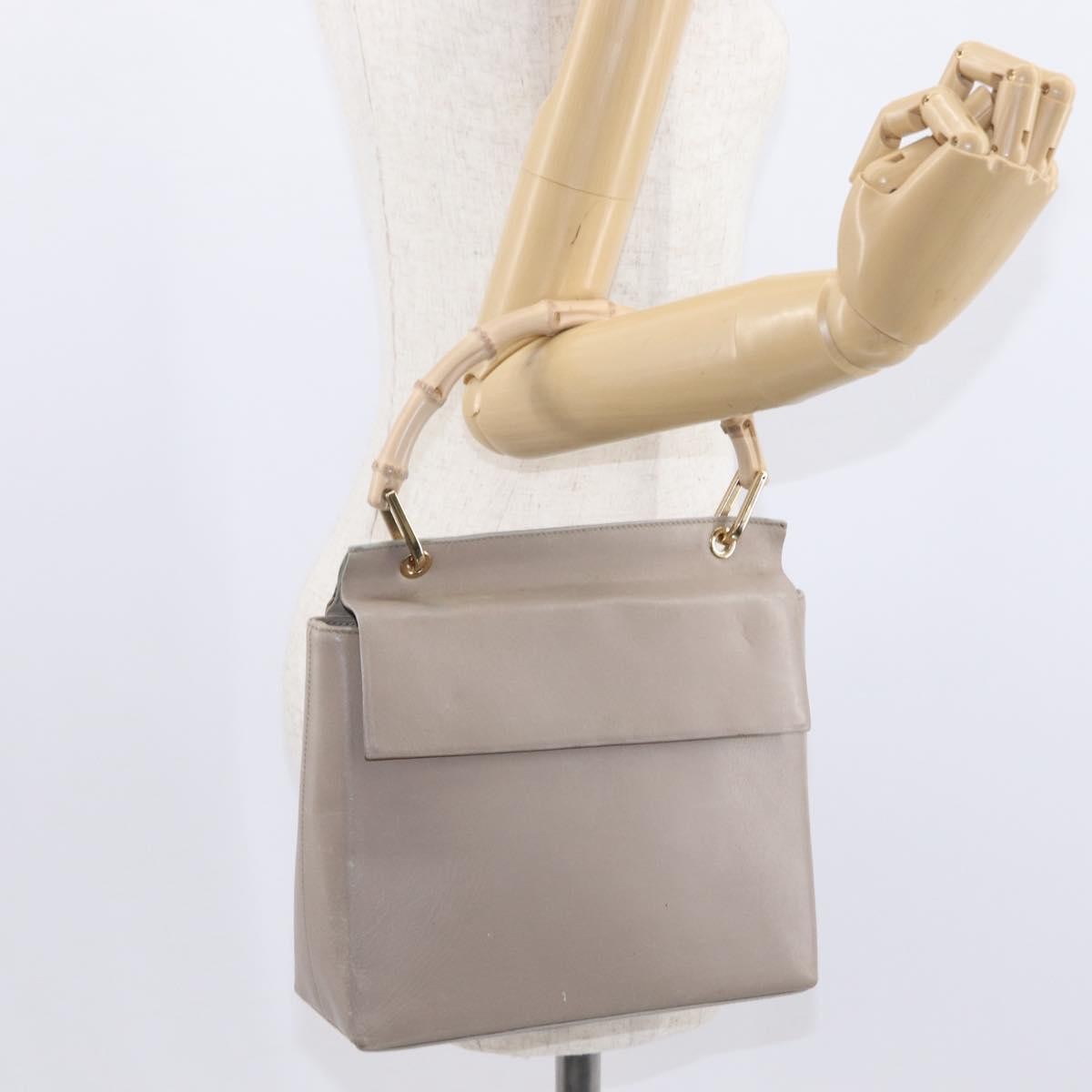 Gucci Vintage Bamboo Handle Bag Leather, BEIGE, LEATHER, Handbag