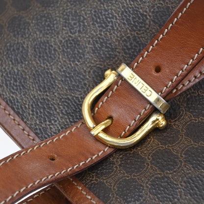 Celine Vintage Macadam Tote bag Canvas and Leather, BROWN, PVC, Tote bag