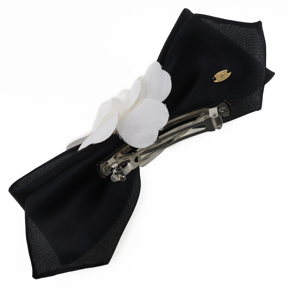 Chanel Camellia Ribbon Headband Silk, BLACK, SATIN, Head accessory
