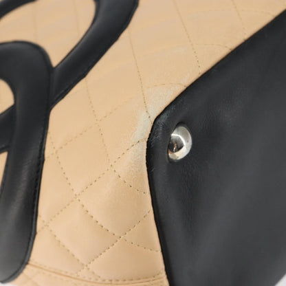 Chanel Cambon Tote Quilted Leather, BEIGE, LEATHER, Tote bag