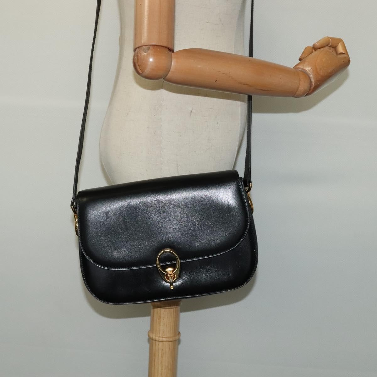 Celine Shoulder Bag Leather, BLACK, LEATHER, Shoulder bag