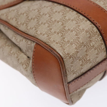 Celine Vintage Macadam Shoulder Bag Canvas and Leather, BEIGE, CANVAS, Shoulder bag