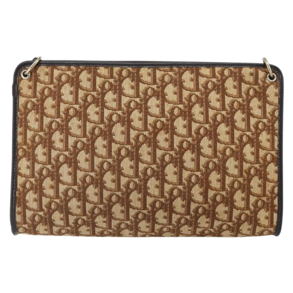 Christian Dior Vintage Trotter Shoulder Bag Canvas, BEIGE, CANVAS, Shoulder bag