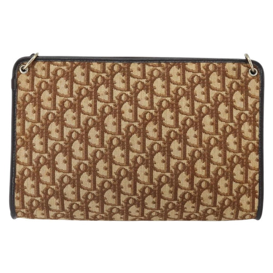 Christian Dior Vintage Trotter Shoulder Bag Canvas, BEIGE, CANVAS, Shoulder bag