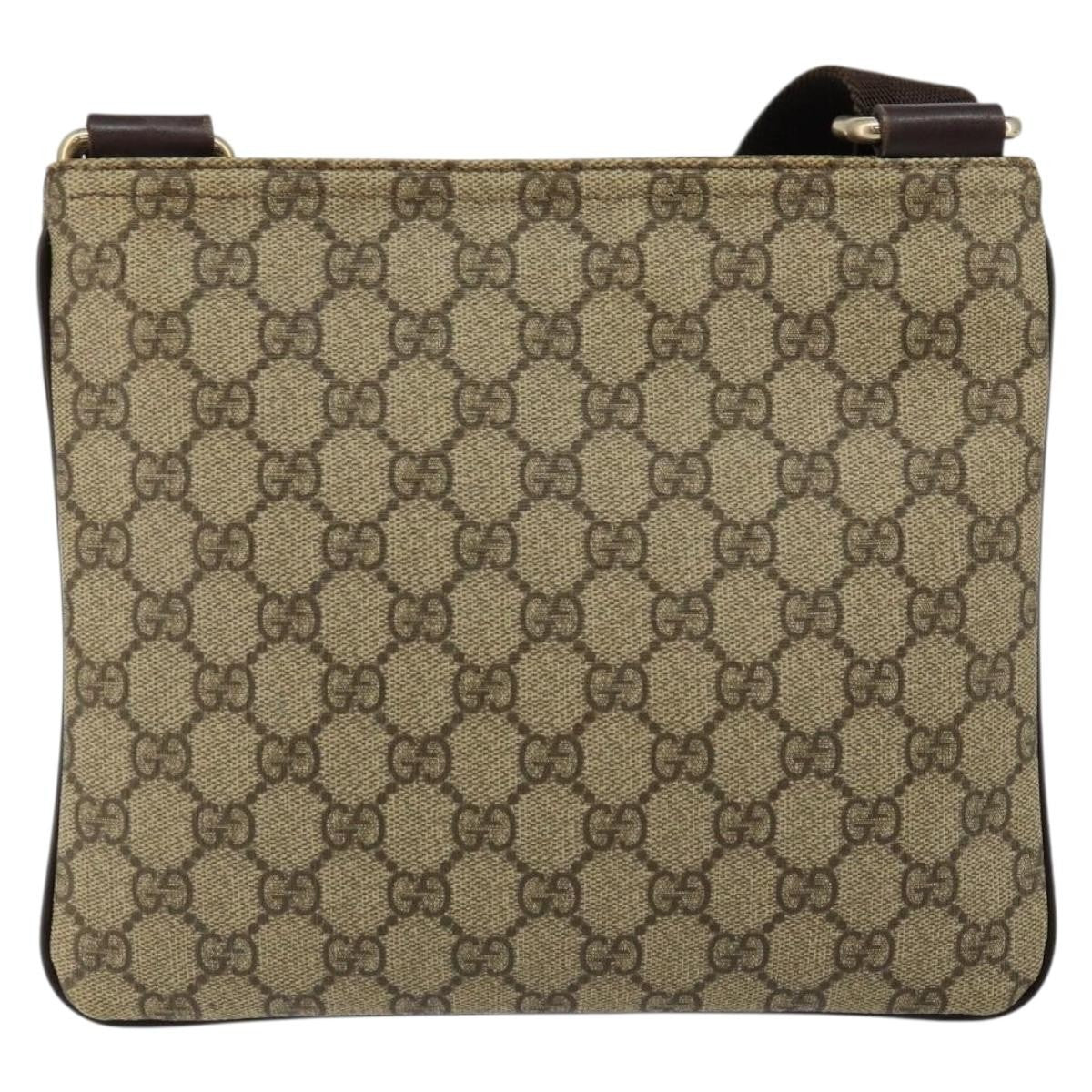 Gucci Flat Messenger Bag GG Canvas, BEIGE, CANVAS, Shoulder bag