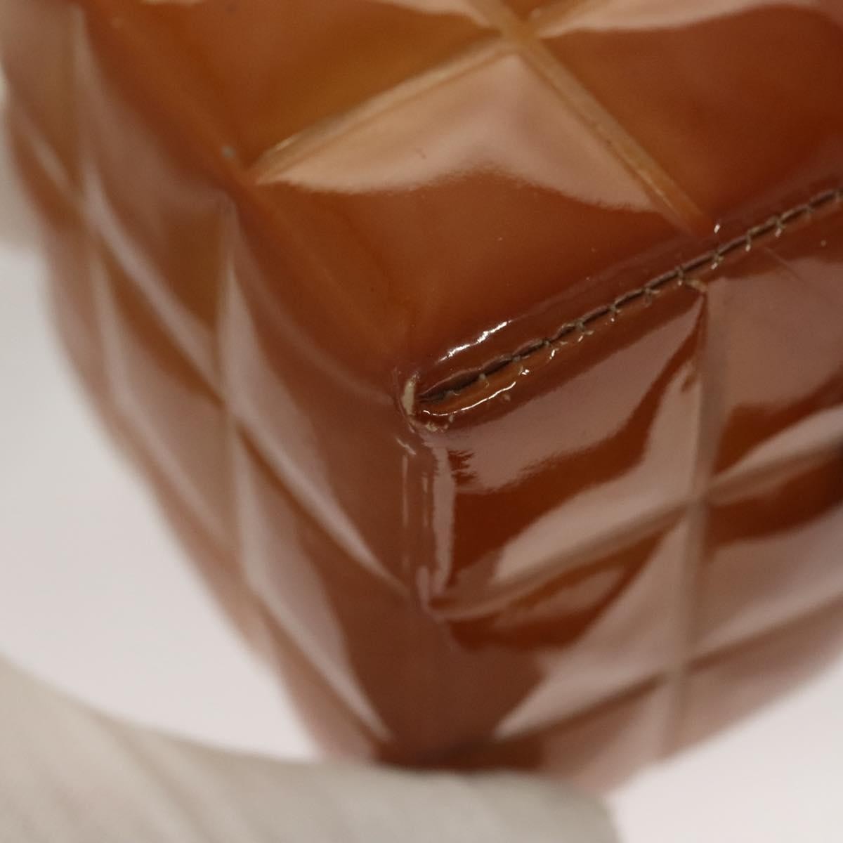 Chanel Rubiks Cube Wristlet Quilted Patent, BROWN, PATENT_LEATHER, Clutche & pouche