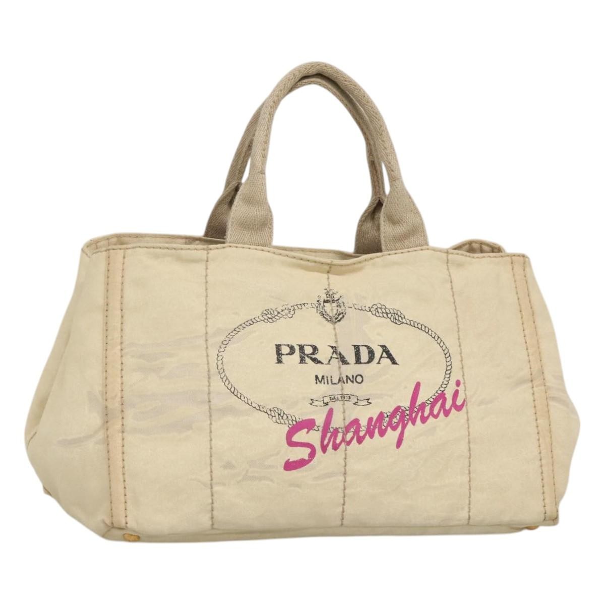 Prada Canapa Convertible Tote Canvas, WHITE, CANVAS, Tote bag