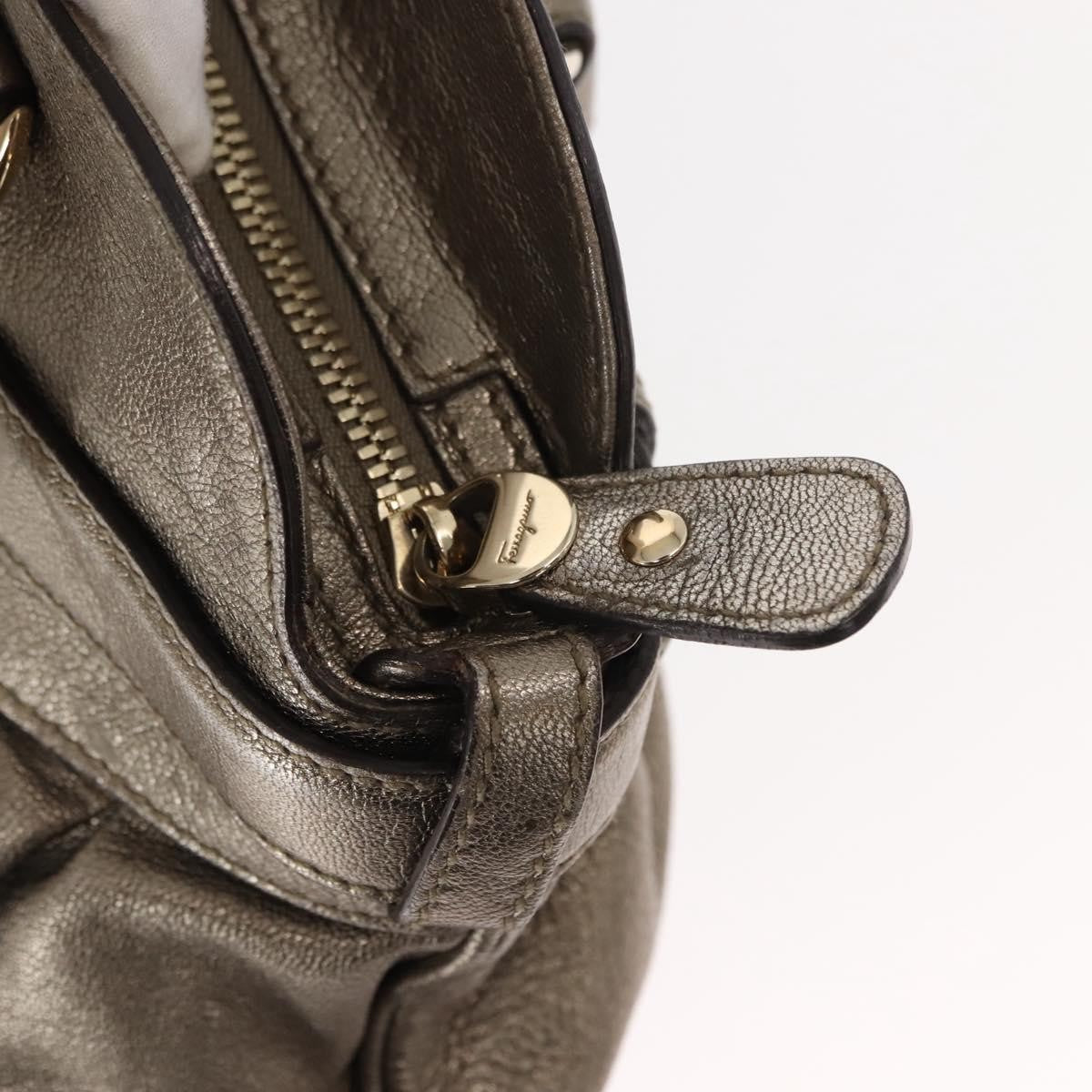 Salvatore Ferragamo Gancini Tote Leather, GOLD, LEATHER, Tote bag