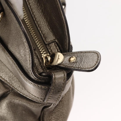 Salvatore Ferragamo Gancini Tote Leather, GOLD, LEATHER, Tote bag