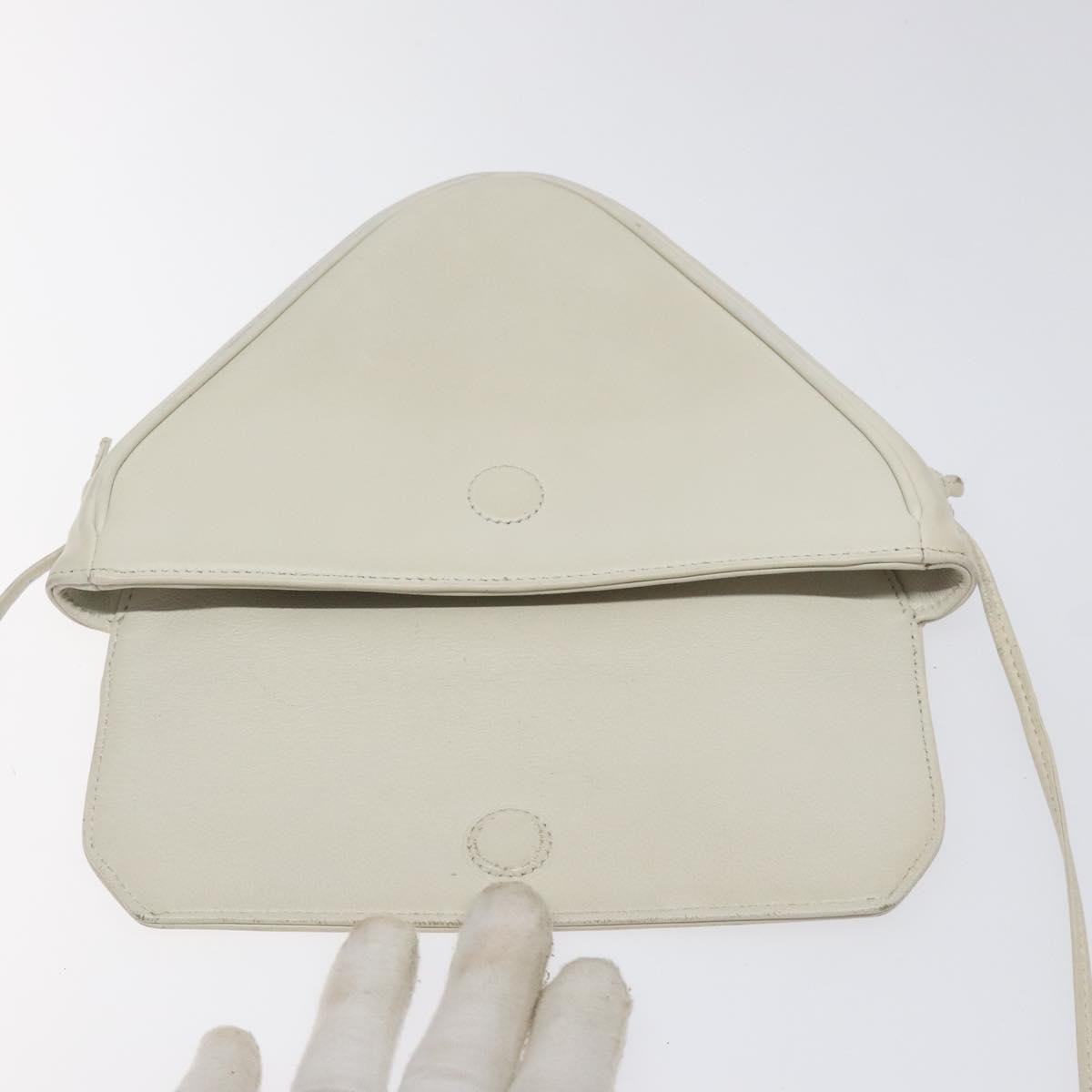 Celine Triangle Bag Leather, WHITE, LEATHER, Handbag