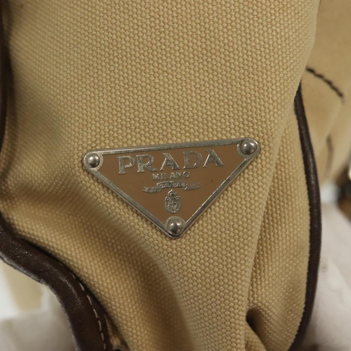 Prada Vintage Shoulder Bag Canvas, BEIGE, CANVAS, Shoulder bag