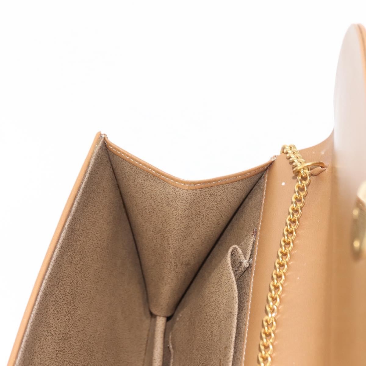 Christian Dior Vintage CD Chain Flap Shoulder Bag Leather, BEIGE, LEATHER, Shoulder bag