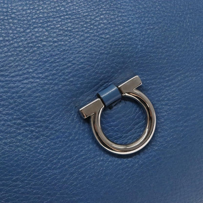 Salvatore Ferragamo Gancini Shoulder Bag Leather, BLUE, LEATHER, Shoulder bag