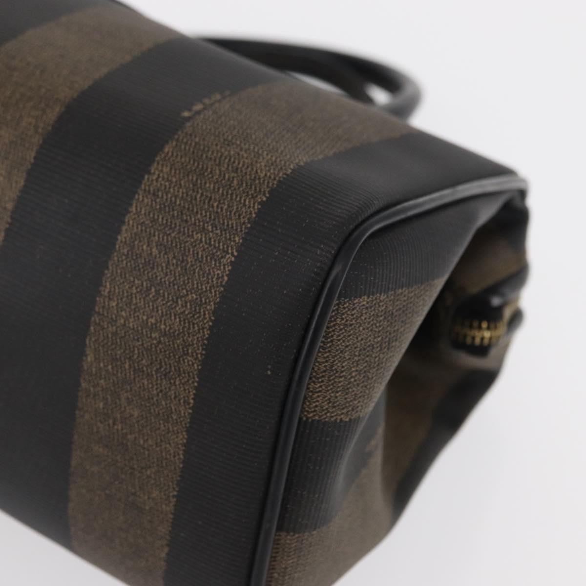 Fendi Vintage Pequin Convertible Boston Bag Coated Canvas, BROWN, CANVAS, Travel bag