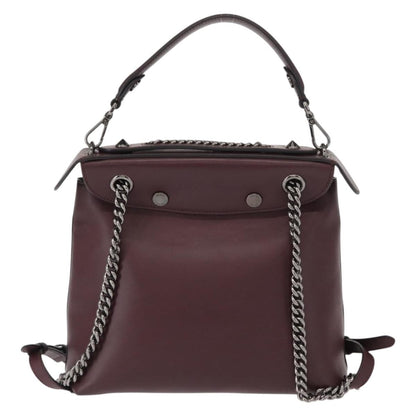 Fendi Back to School Backpack Leather, BURGUNDY, LEATHER, Backpack
