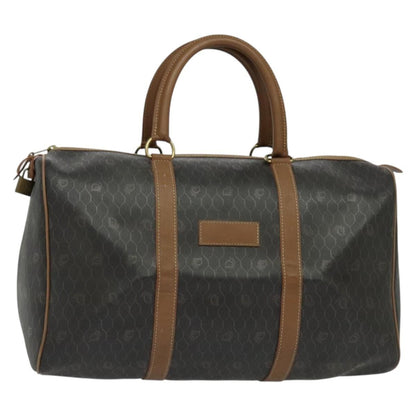 Christian Dior Vintage Honeycomb Handbag Canvas Leather, BLACK, CANVAS, Handbag