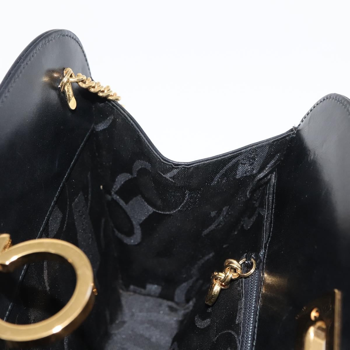 Salvatore Ferragamo Vintage Gancini Chain Shoulder Bag Leather, BLACK, LEATHER, Shoulder bag