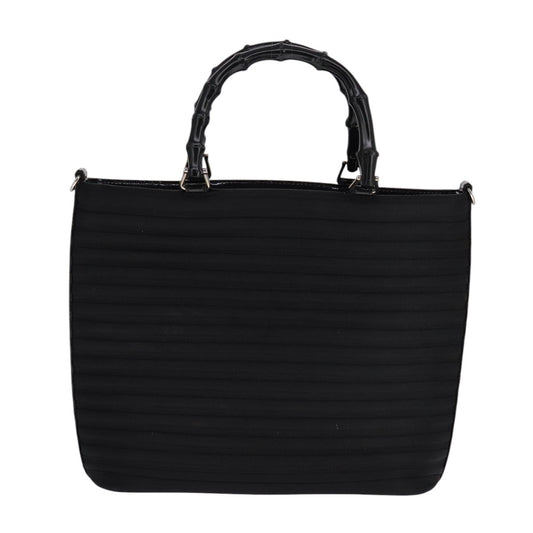 Gucci Convertible Bamboo Zip Tote Nylon, Black, Nylon, Tote Bag