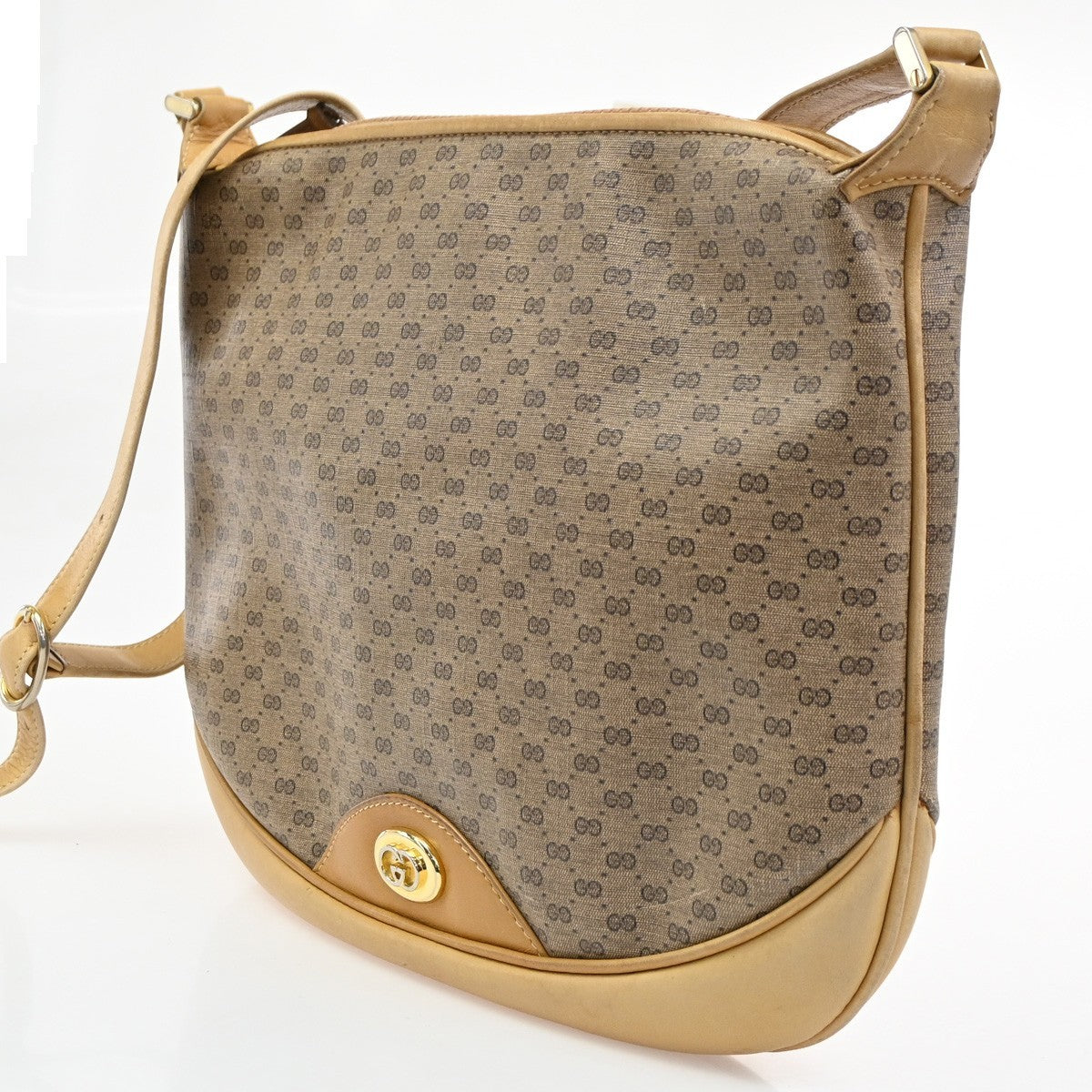 Gucci Vintage Shoulder Bag GG Coated Canvas, BROWN, PVC, Shoulder bag