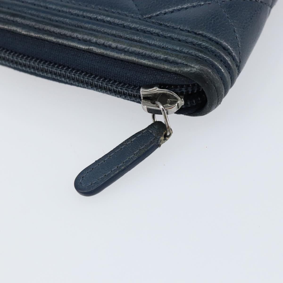 Chanel Boy Yen Wallet Quilted Lambskin, NAVY, LEATHER, Wallets