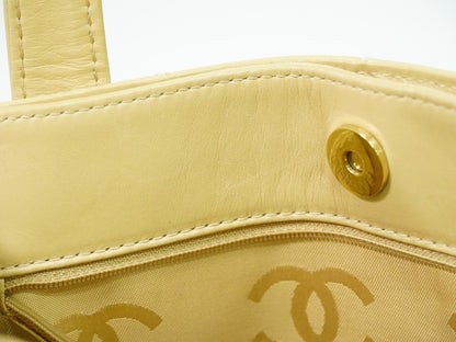 Chanel Surpique Tote Quilted Leather, BEIGE, LEATHER, Handbag