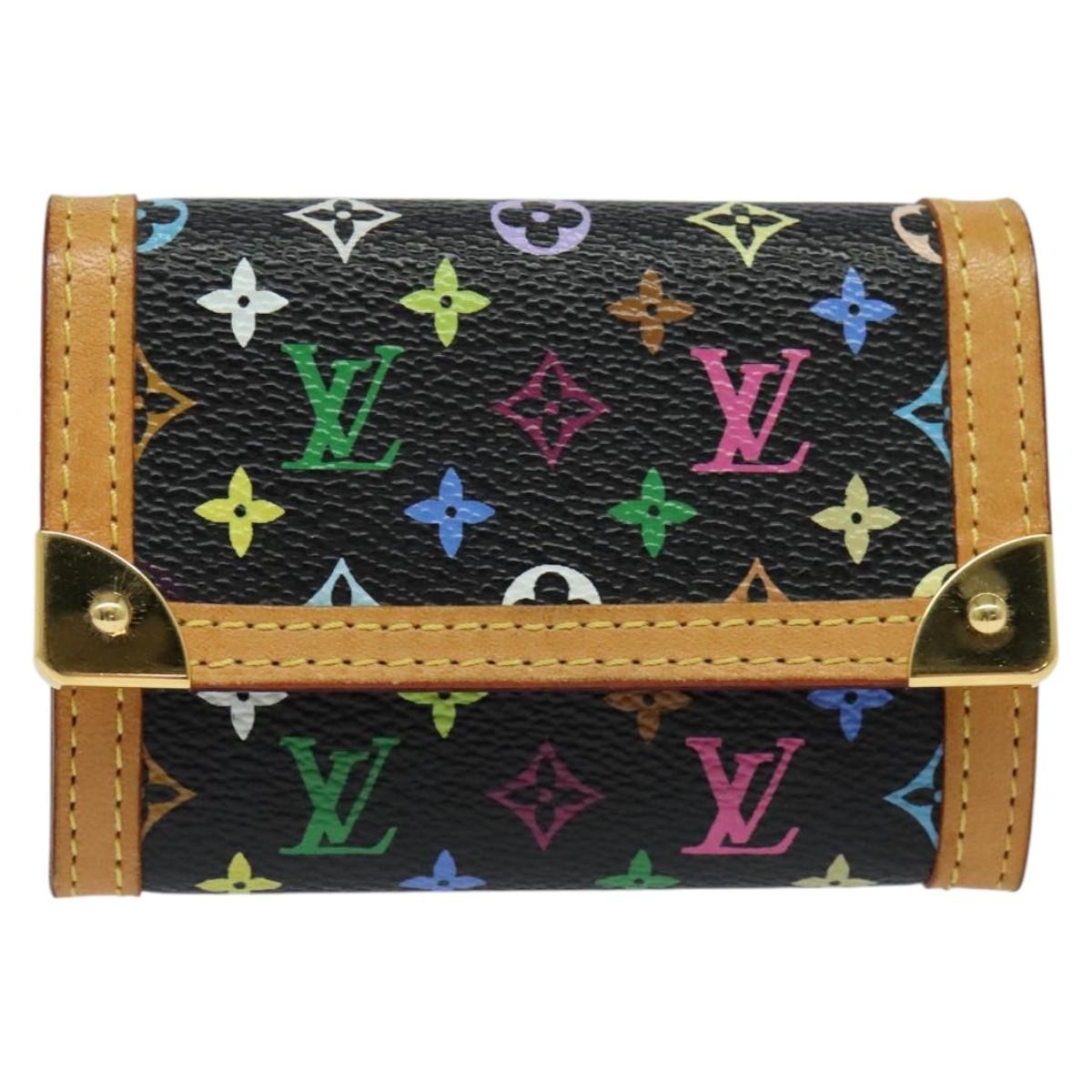 Louis Vuitton Porte-Monnaie Plat Coin Purse Monogram Multicolor, BLACK, CANVAS, Wallets