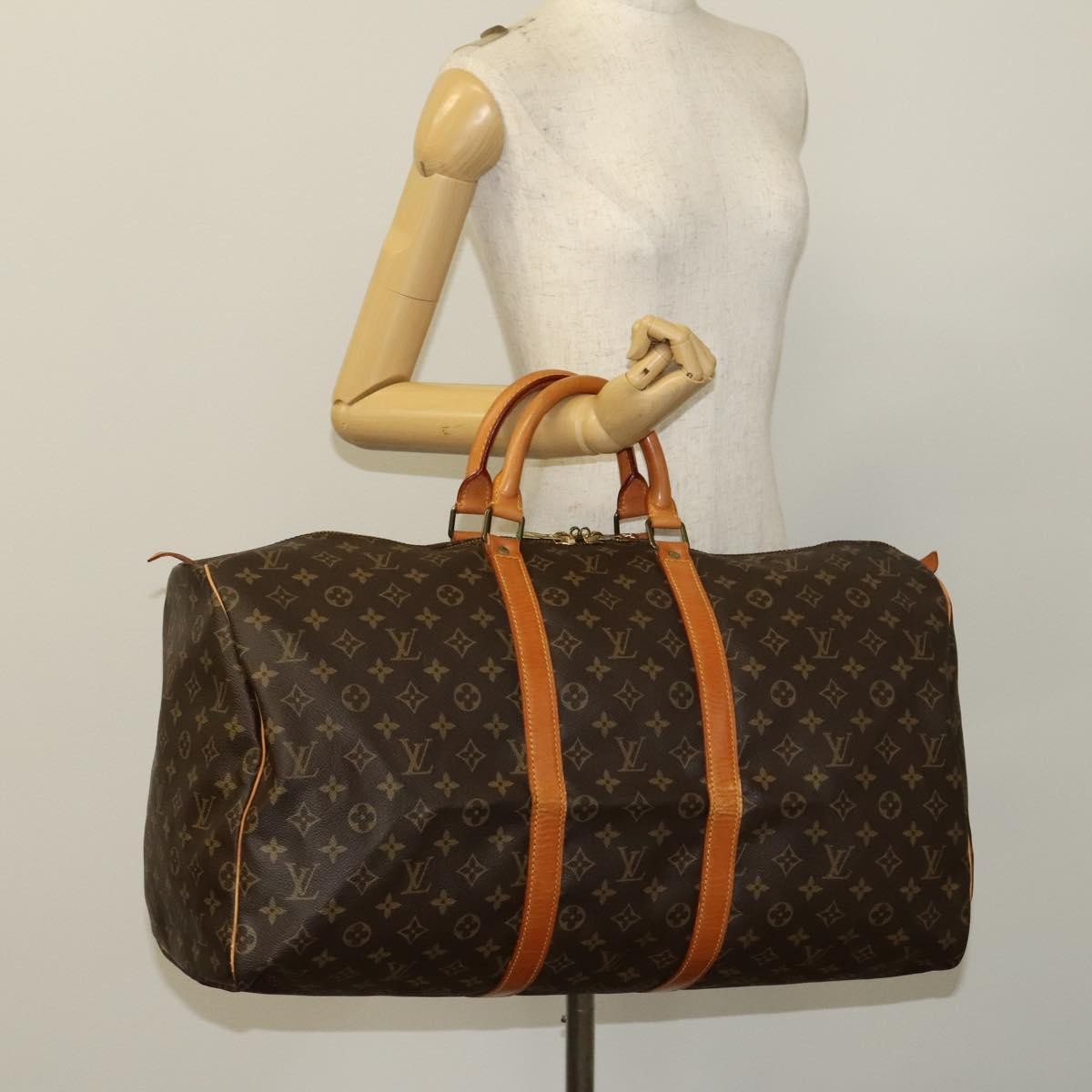 Louis Vuitton Keepall Bag Monogram Canvas, BROWN, CANVAS, Travel bag