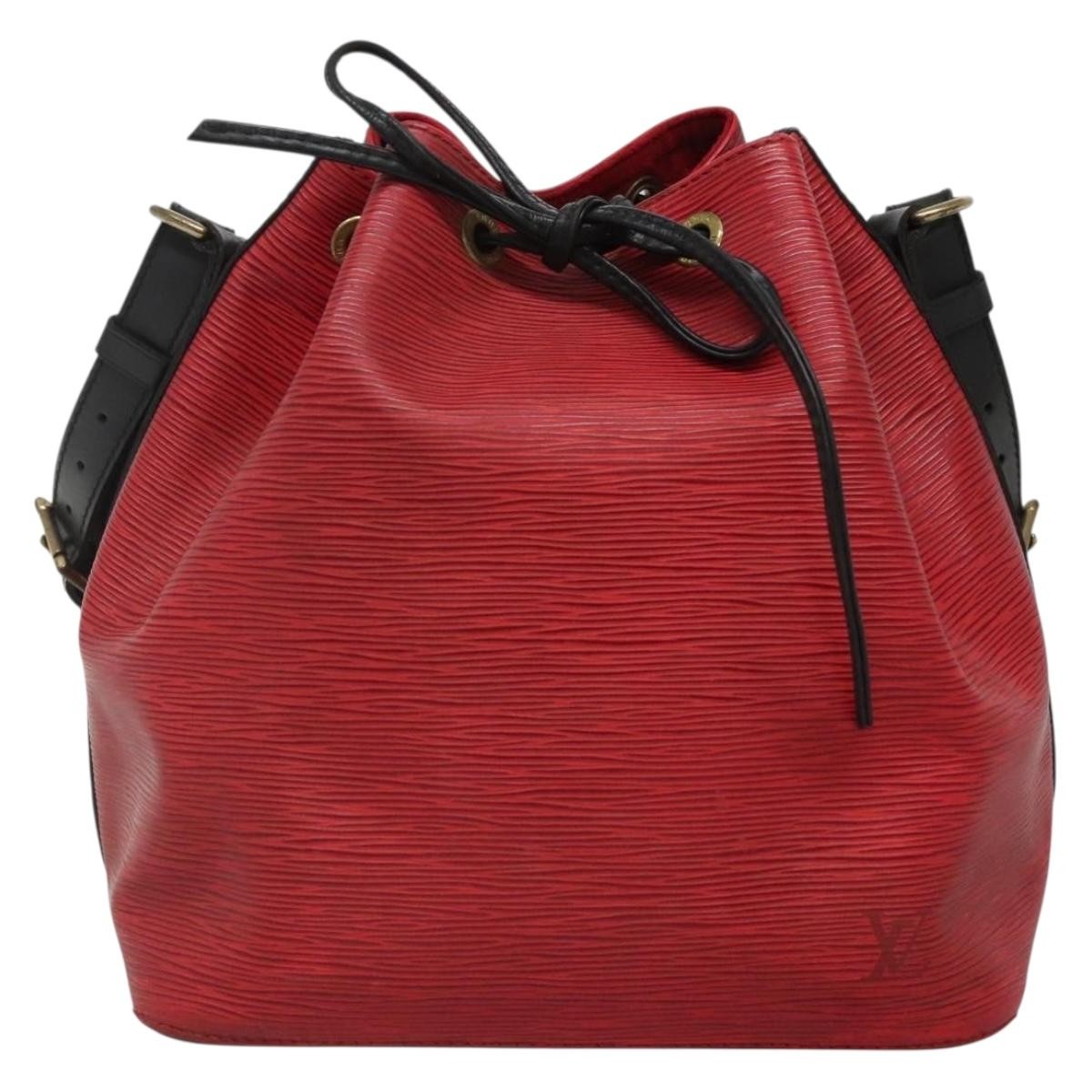 Louis Vuitton Petit Noe Handbag Two Tone Epi Leather, RED, LEATHER, Handbag