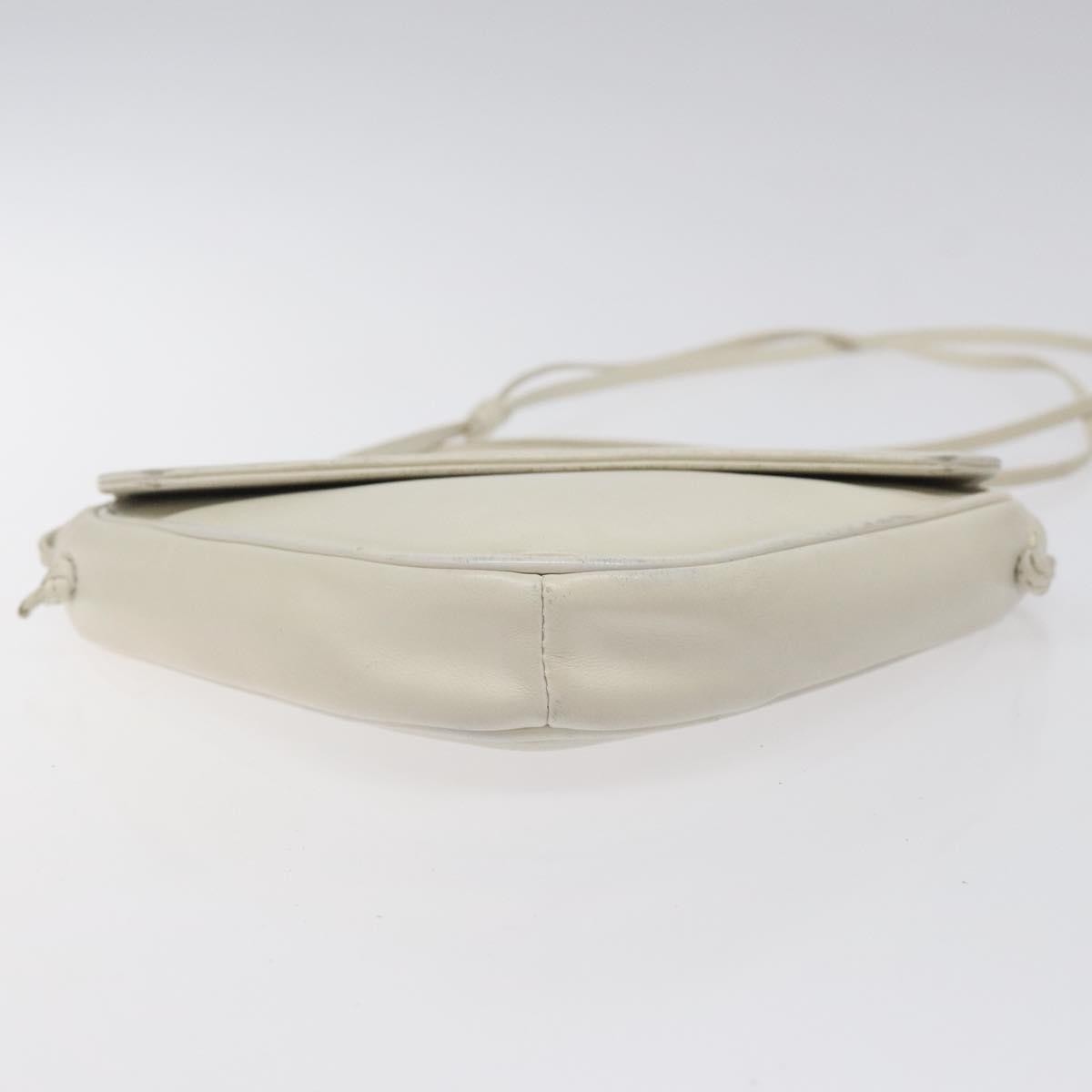 Celine Triangle Bag Leather, WHITE, LEATHER, Shoulder bag