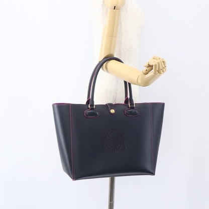 Loewe Leo Shopper Tote Perforated Leather, NAVY, LEATHER, Tote bag