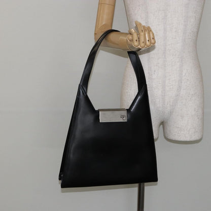 Salvatore Ferragamo Gancini Shoulder Bag Leather, BLACK, LEATHER, Shoulder bag