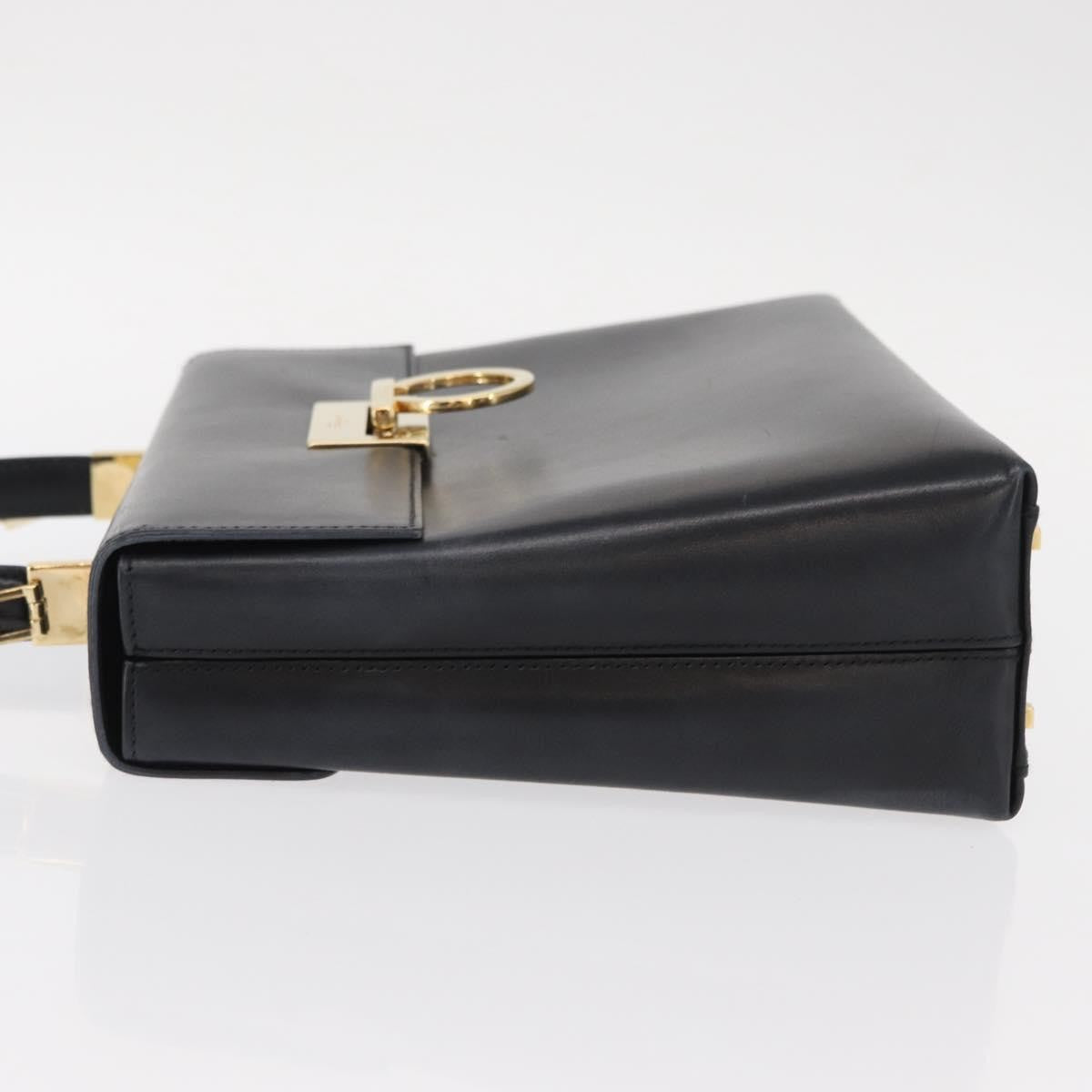 Salvatore Ferragamo Gancini handbag Leather, BLACK, LEATHER, Handbag