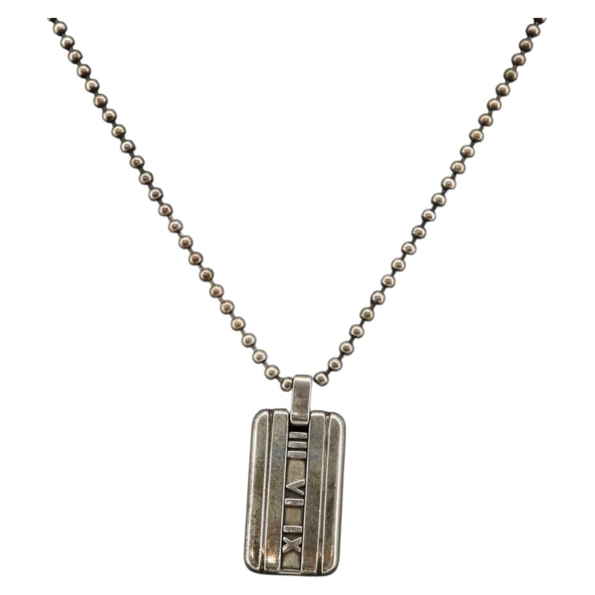 Tiffany & Co. Atlas Bar Pendant Necklace Silver 925, SILVER, SILVER, Necklace