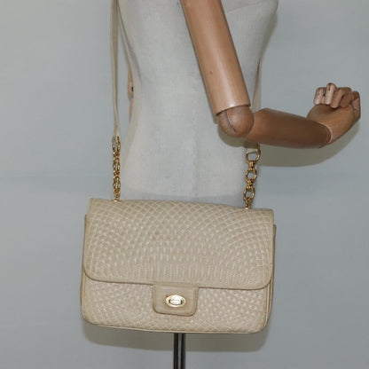 Bally Vintage Chain Shoulder Bag Quilted Leather, BEIGE, LEATHER, Shoulder bag