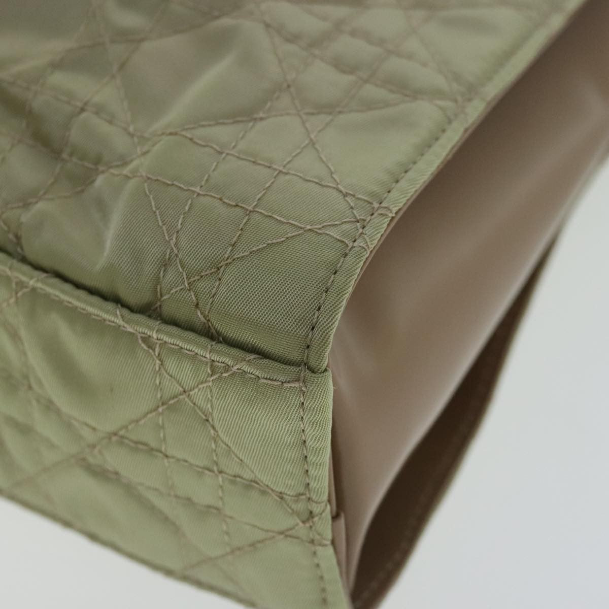 Christian Dior Vintage Tote Cannage Quilt Nylon, BEIGE, NYLON, Tote bag