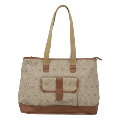 Christian Dior Front Pocket Convertible Tote Canvas, BEIGE, CANVAS, Tote bag