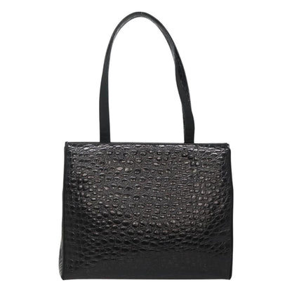 Salvatore Ferragamo Vintage Vara Bow Tote Lizard Embossed Leather, BLACK, LEATHER, Tote bag