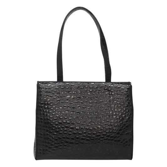 Salvatore Ferragamo Vintage Vara Bow Tote Lizard Embossed Leather, BLACK, LEATHER, Tote bag