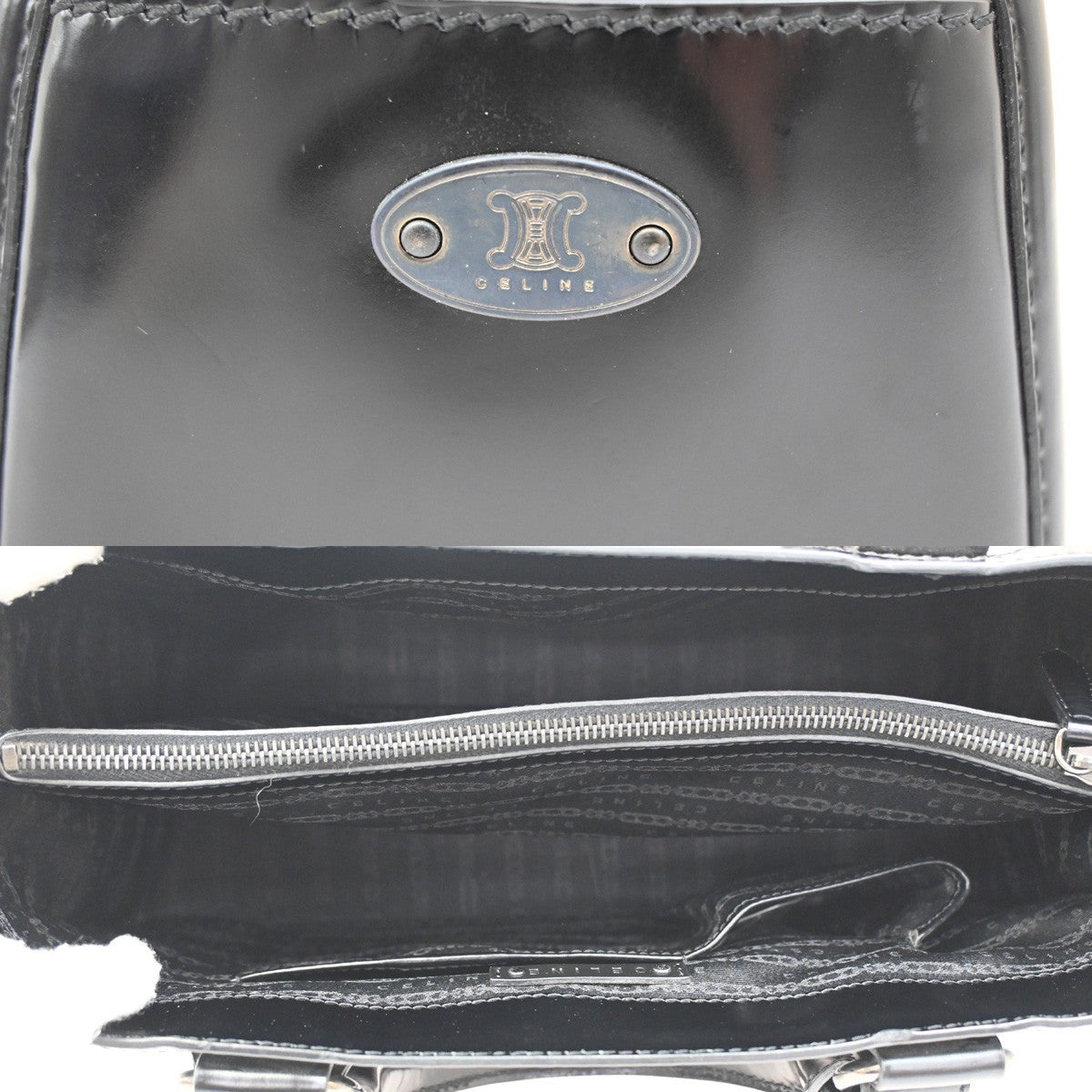 Celine Boogie Satchel Leather, BLACK, LEATHER, Tote bag