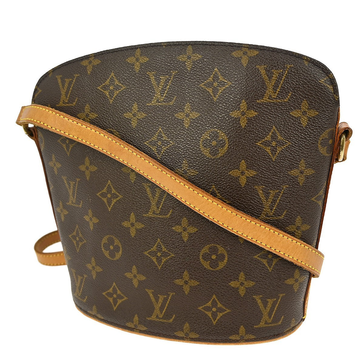 Louis Vuitton Drouot Handbag Monogram Canvas, BROWN, CANVAS, Shoulder bag